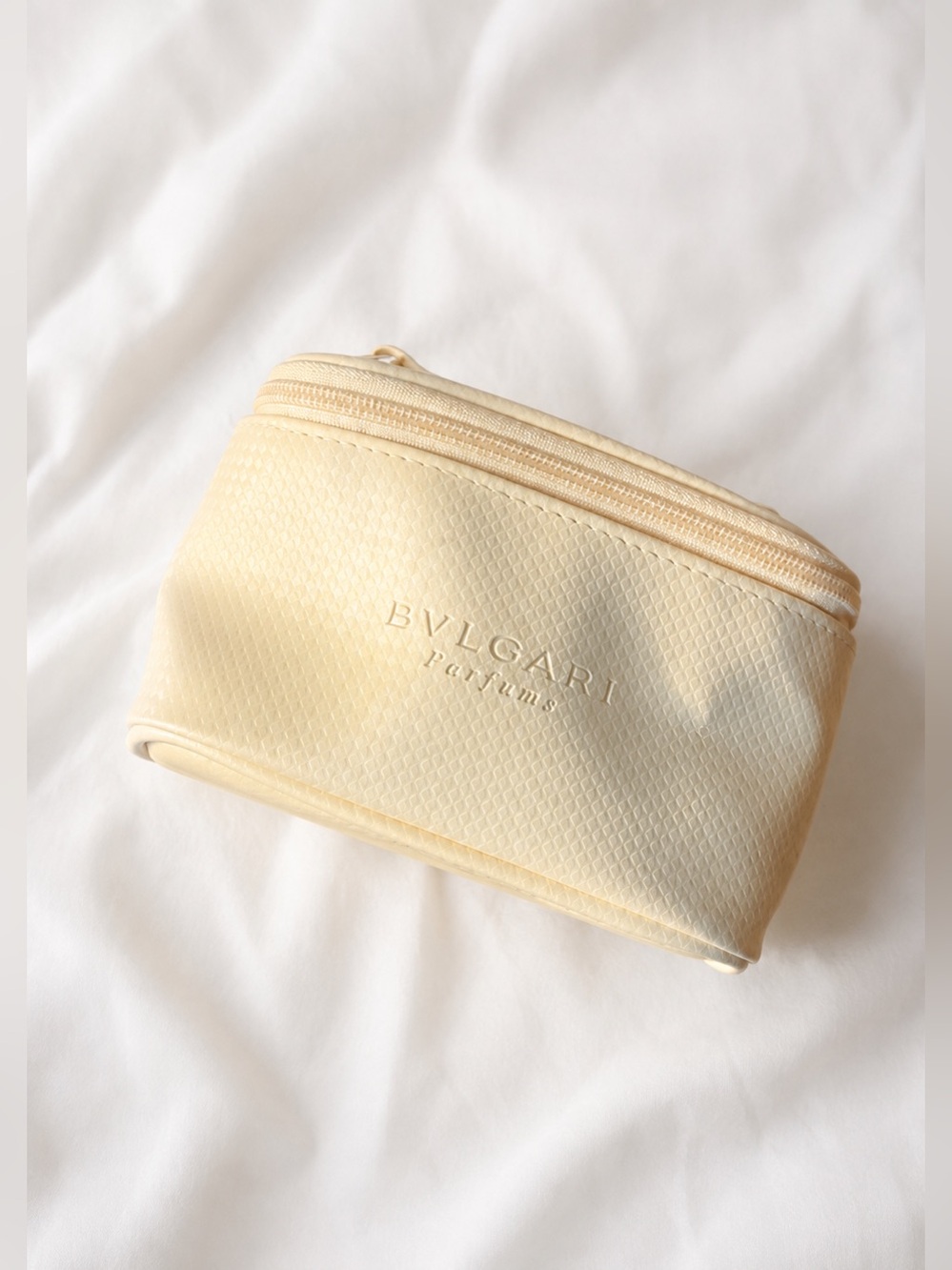 Bvlgari Parfums Light Yellow Cosmetic Train Case Makeup Travel Bag